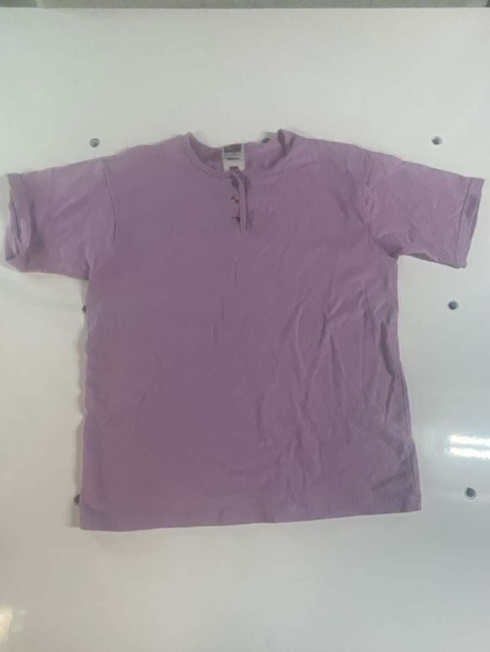 Fruit of the Loom for Her Short Sleeve Henley Shirt Purple Size M (8-10)